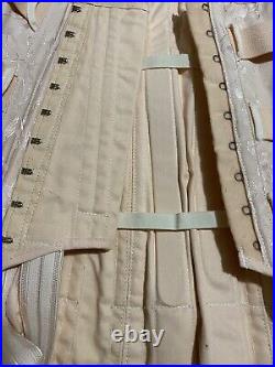 Vintage 60's Corset Girdle Garters Boning Open Bottom Size 34 Floral Back Brace