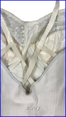 Vintage 60s 70s Milady Full Corset White Shapewear Open Bottom Garters Size 44B