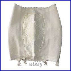 Vintage 60s Power Net Girdle Body Shaper S Ivory Elastic Open Bottom Skirt