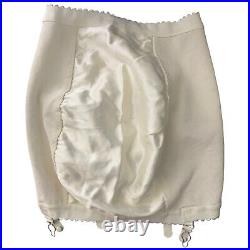 Vintage 60s Power Net Girdle Body Shaper S Ivory Elastic Open Bottom Skirt