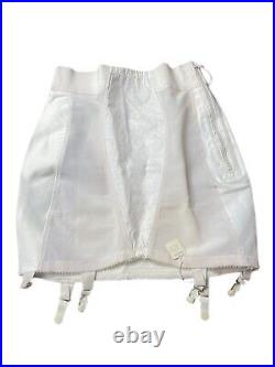 Vintage 70s Girdle Skirt Garters Open Bottom White Formfit Rogers Deadstock S/M