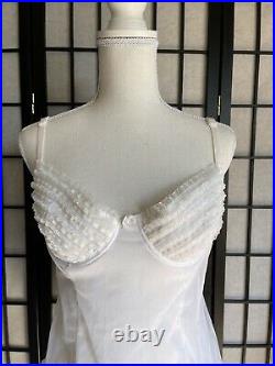 Vintage 90s Frederick's of Hollywood Bustier Girdle Open Bottom White Bridal M/L