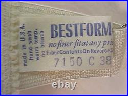 Vintage BESTFORM Satin CORSET Garters Open Bottom Girdle Lace ZIPPER Shaper 38 C
