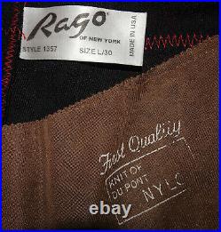 Vintage Black & Red Rago Open Bottom Girdle Garters & Stocking Set L pinup retro