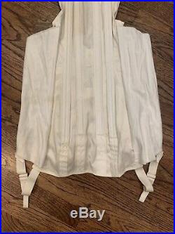 Vintage Corset Full Length Lacing Dress Girdle Garters Open Bottom Metal Boning
