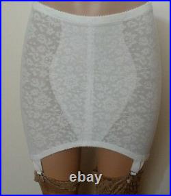 Vintage Crown-ette white Open Bottom Girdle 4 suspender garters floral size 38