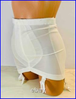 Vintage FLEXEES PinUp WHITE SHAPER GIRDLE New Old Stock OPEN BOTTOM 6 GARTERS XL