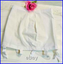 Vintage FLEXEES PinUp WHITE SHAPER GIRDLE New Old Stock OPEN BOTTOM 6 GARTERS XL