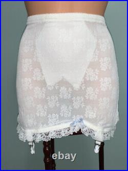 Vintage Frilly White Lacey Open Bottom Girdle 4 Garters USA