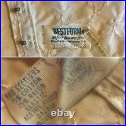 Vintage Girdle Mesh Cotton Embroidery Open Bottom 4 Garters Metal Hooks Boning
