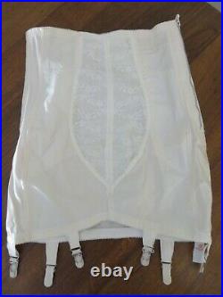 Vintage Girdle NOS YOUNG SMOOTHIE White Lace Open Bottom 6 Garters Metal Zipper