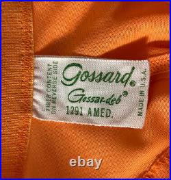 Vintage Gossard Gossar deb 6 Garters Sunshine Orange Sz M Open Bottom Colorful