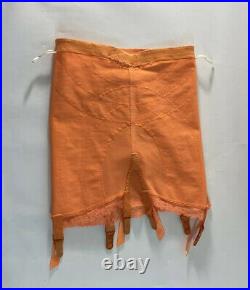 Vintage Gossard Gossar deb 6 Garters Sunshine Orange Sz M Open Bottom Colorful