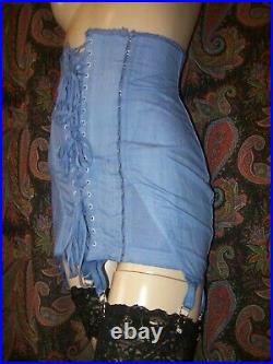 Vintage Modart Blue Cotton High Waist Corset Open Bottom Garter Girdle