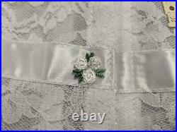 Vintage NOS Simone Nylon Open Bottom Girdle White Floral Lace 4206 sz 28