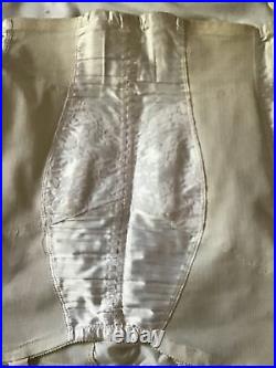 Vintage Open Bottom Girdle 6 garter side zipper size 30 Large White