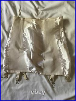 Vintage Open Bottom Girdle 6 garter side zipper size 30 Large White
