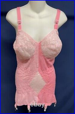 Vintage PINK LACE Open Bottom Girdle All in One Garter Bust Size 40