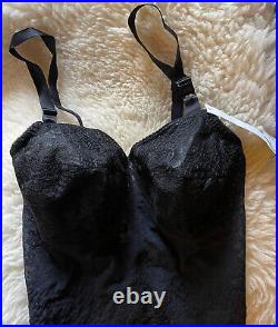 Vintage RAGO 9357 Open Bottom All in One Body Shaper Black Lace 38D NWT