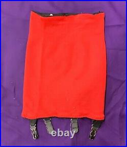 Vintage Rayon Rubber Red Open Bottom Girdle withGarters Pinup Lingerie Burlesque S