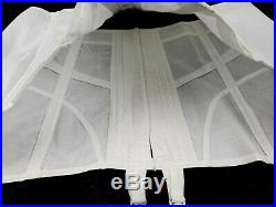 Vintage Rengo White Lace Up Corset w Boning Girdle Open Bottom w Garters Size 44