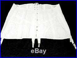 Vintage Rengo White Lace Up Corset w Boning Girdle Open Bottom w Garters Size 44