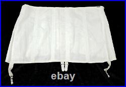 Vintage Rengo White Lace Up Corset w Boning Girdle Open Bottom w Garters Size 46