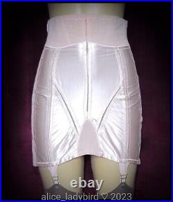 Vintage SATIN Open-Bottom GIRDLE Shiny 6 Garters OB Tight Slip ZIPPER Pink XL