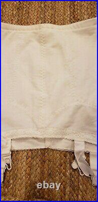 Vintage SUBTRACT CORSET GIRDLE OPEN BOTTOM With 6 GARTERS WHITE SIZE 32