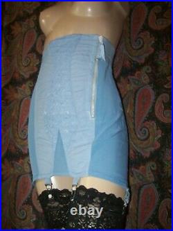Vintage Sears Blue High Waist Corset Open Bottom Garter Girdle 32