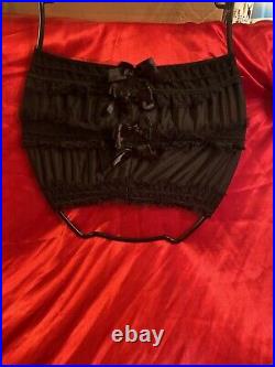 Vintage Sexy Black Open Bottom Satin Sissy Lace bottom or top cover Size M