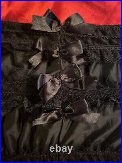 Vintage Sexy Black Open Bottom Satin Sissy Lace bottom or top cover Size M