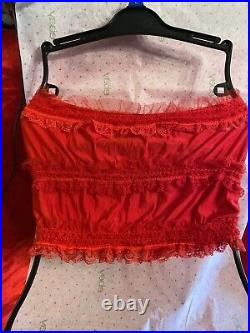 Vintage Sexy Red Open Bottom Satin Sissy Lace bottom or top cover Size S
