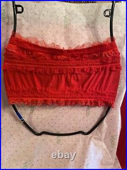 Vintage Sexy Red Open Bottom Satin Sissy Lace bottom or top cover Size S