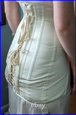 Vintage Spirella Open BOTTOM GIRDLE corset Garters Lace Up Zipper Boning 50's 60