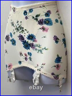 Vintage Vassarette Size Small RARE Floral Print Open Bottom Girdle Garter Pinup