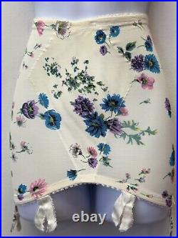 Vintage Vassarette Size Small RARE Floral Print Open Bottom Girdle Garter Pinup