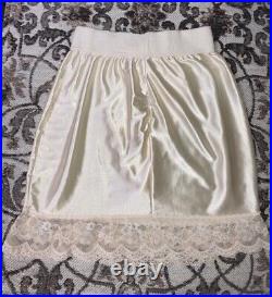 Vintage Victoria's Secret Second Skin Satin Skirt Slip Girdle Panty Lace Shiny L