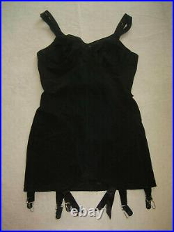 Vintage WARNER'S Black Bra Open Bottom Girdle 6 Garters Style 3459 Size 34B P