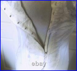 Vintage White Young Smoothie Corset Lace Cups Zip Front Open Bottom 6 Garter 36C