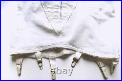 Vintage White Young Smoothie Corset Lace Cups Zip Front Open Bottom 6 Garter 36C