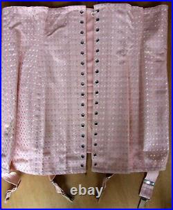 Vintage size 10 Morella open bottom suspender boned corset control girdle Pink