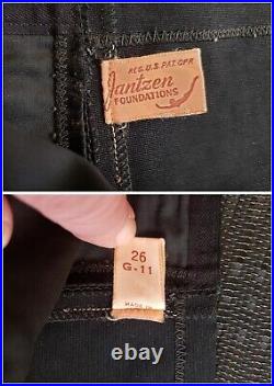 Vtg 1940s JANTZEN Foundations Black Open Bottom Girdle with Garters Zipper sz S