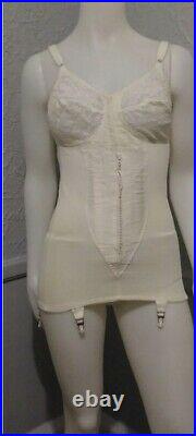Vtg 60s SEARS Pin Up Boned bra corset garters open bottom Girdle 40 B XL