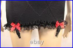 Vtg Black Silky Nylon Open Bottom Girdle Corselette 4 Suspender 44d