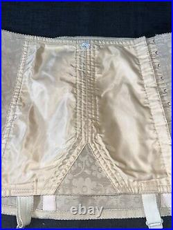 Vtg Girdle Garters Open Bottom Skirt Lace Boned Satin Peach Beige 80 Italy M L