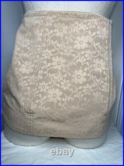 Vtg Girdle Garters Open Bottom Skirt Lace Boned Satin Peach Beige 80 Italy M L