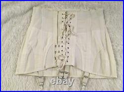 Vtg OPEN BOTTOM GIRDLE CORSET Garters Size 32 XL Sears Laces-Up Polyester/Cotton