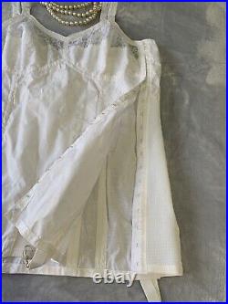Vtg Open Bottom All-In-One Rengo 4 Garter Girdle 44 Corselet Lacy Foundation