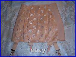 Vtg Open Bottom Floral Peach Girdle Stays 4Garters POINT of Ease Magic Corset Co